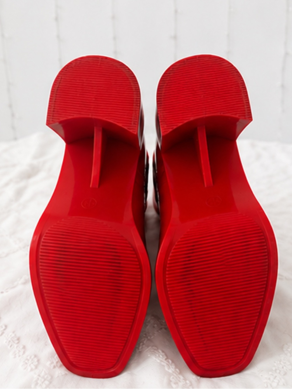 Jeffrey Campbell Red Jelly Rain Boots Ankle Booties Size 7 - Picture 6 of 7